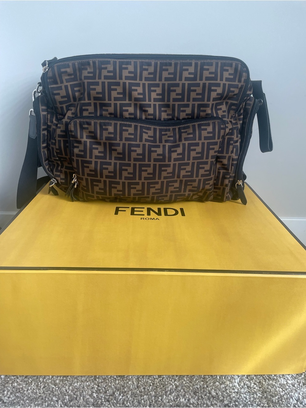 Authentic Fendi FF Monogram Baby Diaper/Changing Bag.